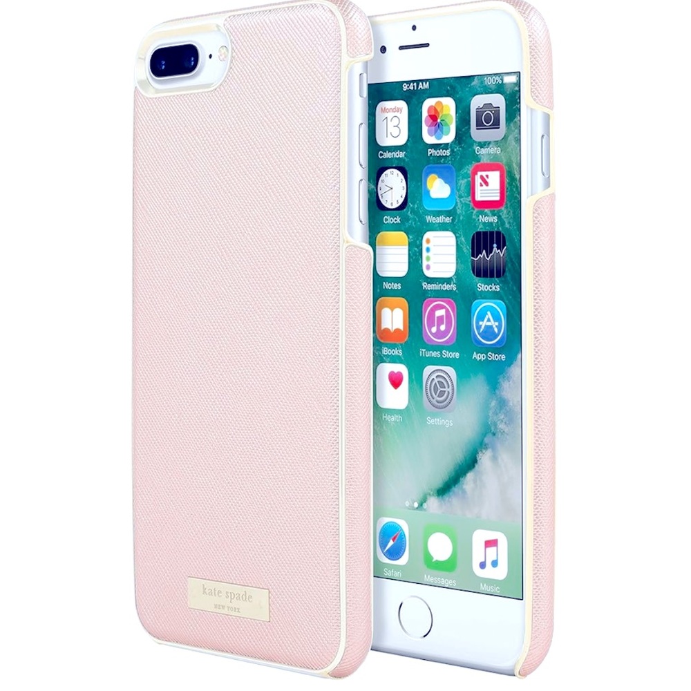 ate Spade New York Wrap Case for Apple iPhone 8 Plus- Saffiano Rose Gold